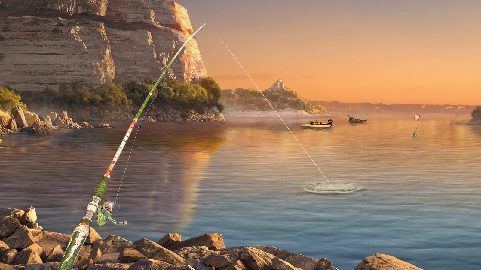 Schermata di gioco di Fishing Clash con cattura di un pesce