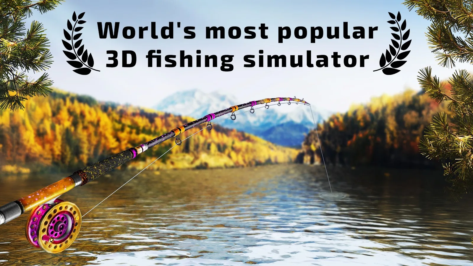 Schermata di Fishing Clash: canna da pesca 3D su un lago di montagna