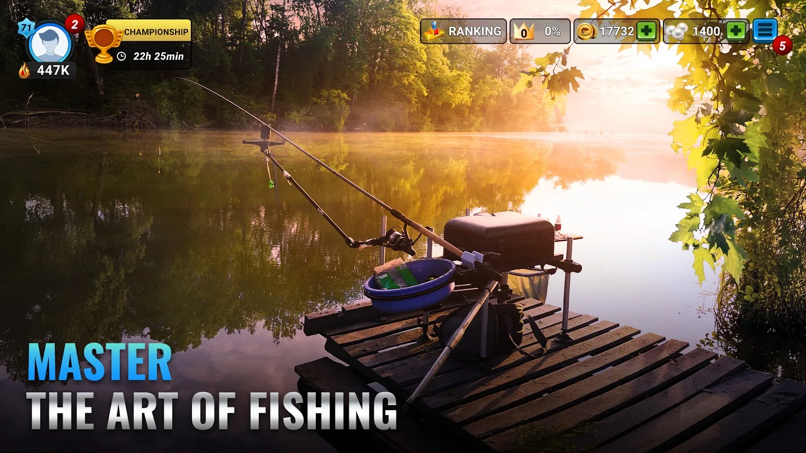 Schermata di Fishing Clash con attrezzatura da pesca
