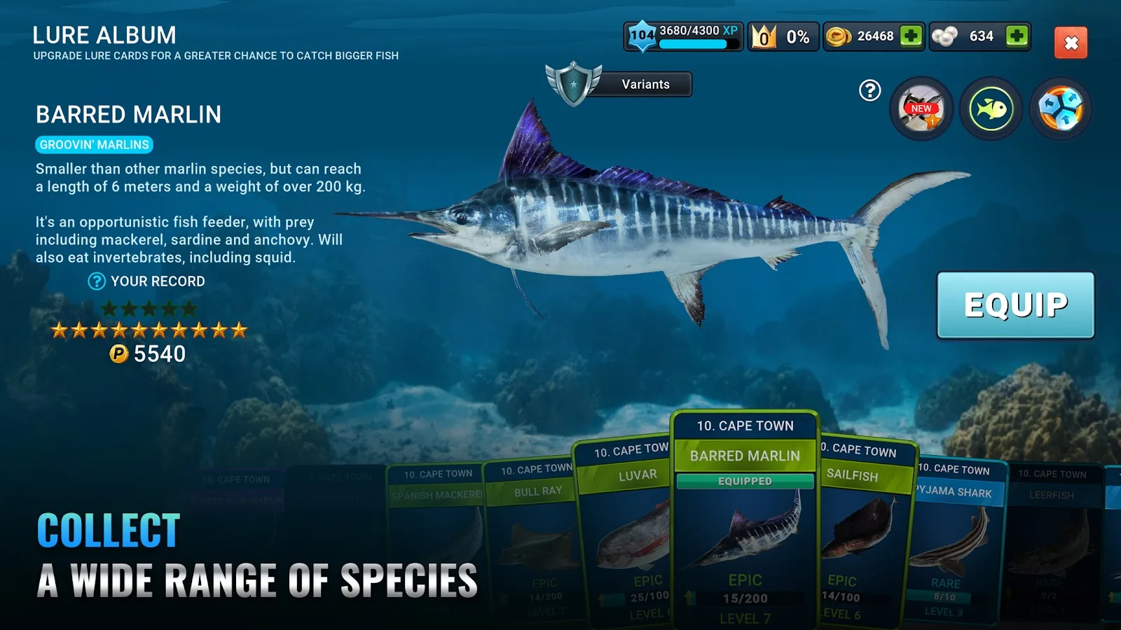 Schermata di Fishing Clash con pesce catturato